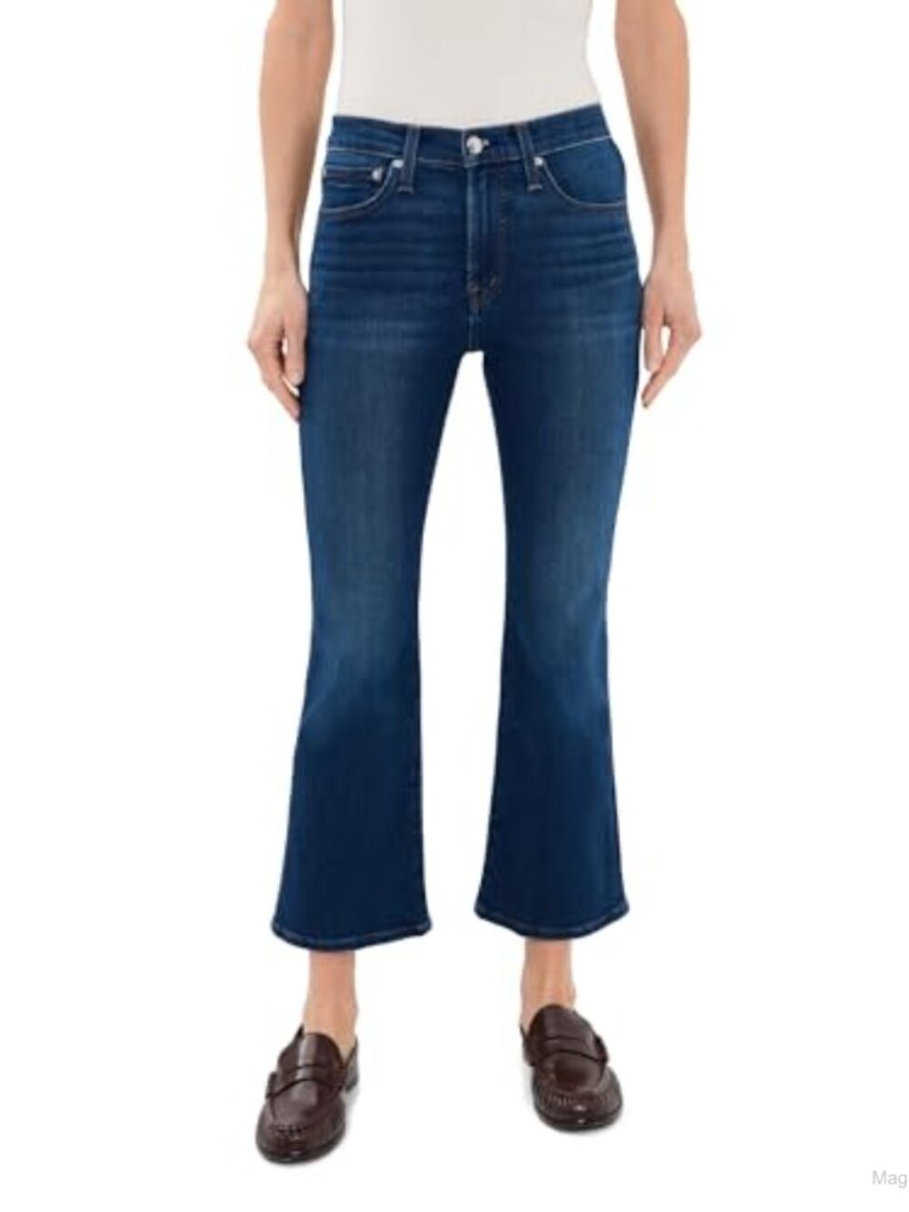 Petite Stretch Flare Crop Jeans High Rise Cotton Blend 5-Pocket